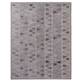 Rug & Kilim’S Scandinavian Style Geometric Purple And Blue Wool Kilim Rug