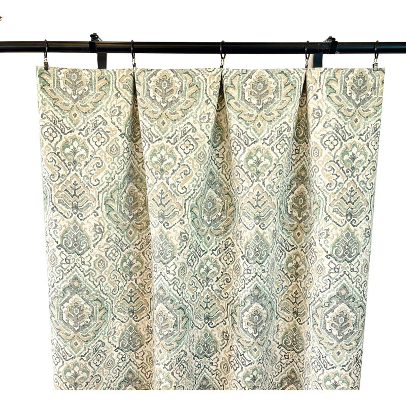 Rideaux vert à motif cachemire damassé, L 50 po x L 50 po