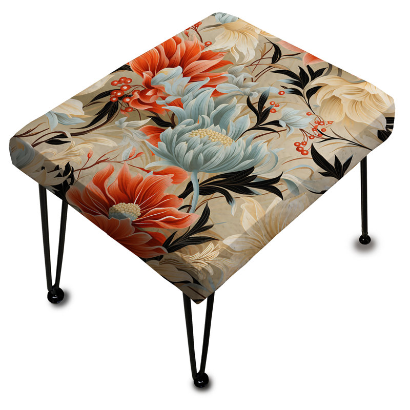 Yellow & Pink Contemporary Essence Fusion Floral I - Floral Rectangle Ottoman