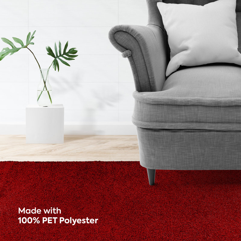 Furnish My Place Modern Plush Pet and Kids Friendly Solid Color Red Area Rugs, Stain & Fade Resistance, Perfect for Living Room, Dining Room, Bedroom, Playroom and Kidsroom, Event, Wedding Rug