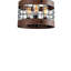 Lustre tambour 3 lumières en cage avec finition veinée en bois et chaîne en filet noir