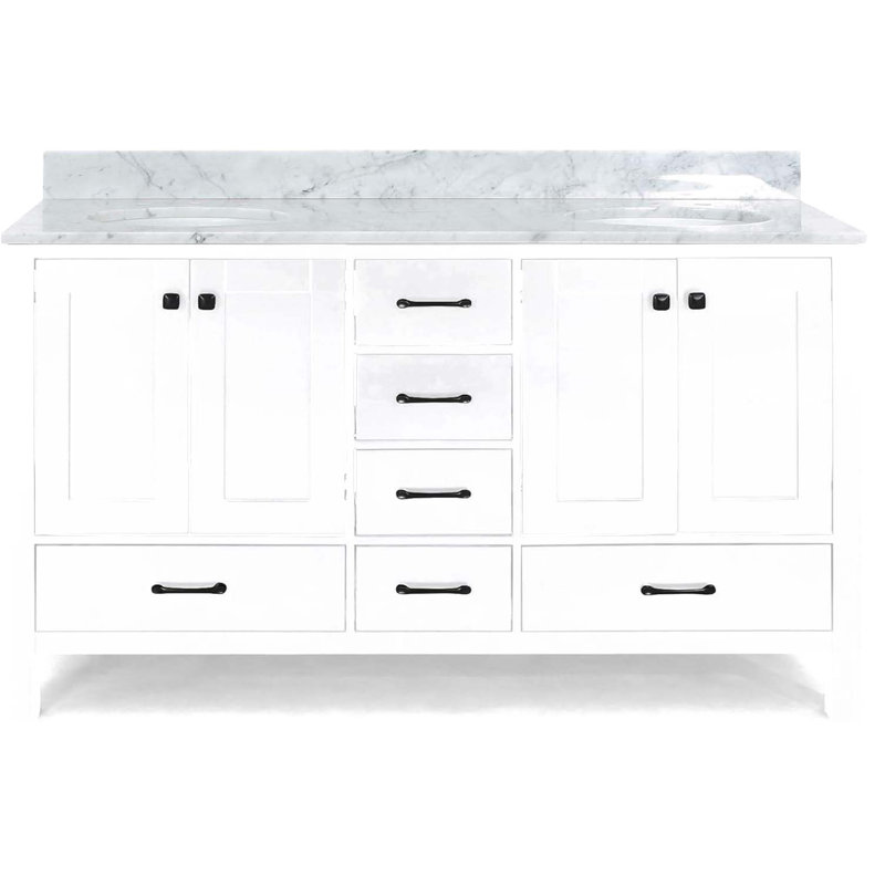 Meuble-lavabo avec plateau Gennara, Blanc
