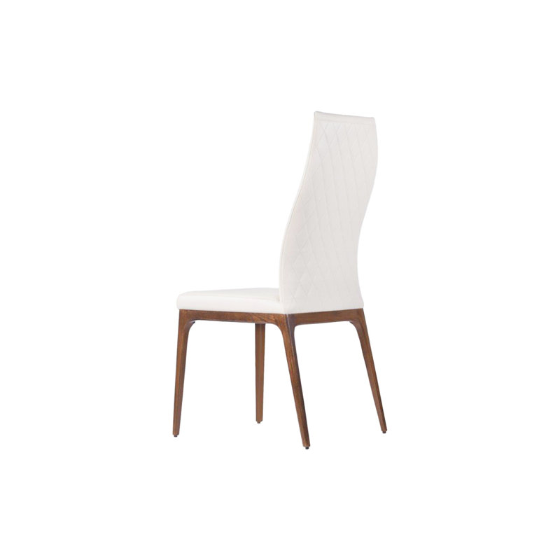 Chaise d'appoint en cuir massif Kayeson, Blanc, Noyer
