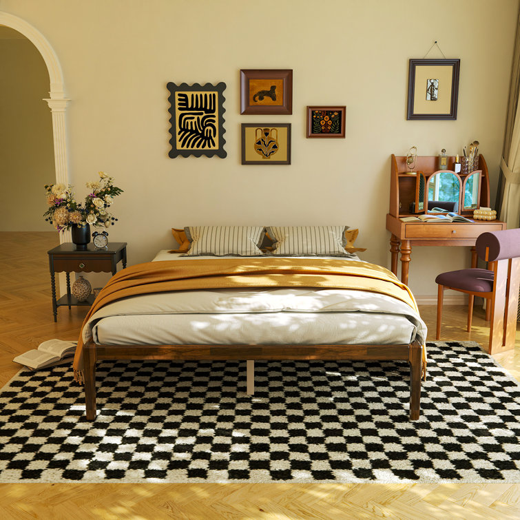 Solid Wood Platform Bed Frame With Slats, No Box Spring Needed, 800 Lbs Weight Capacity, Available In Natural And Walnut Finish