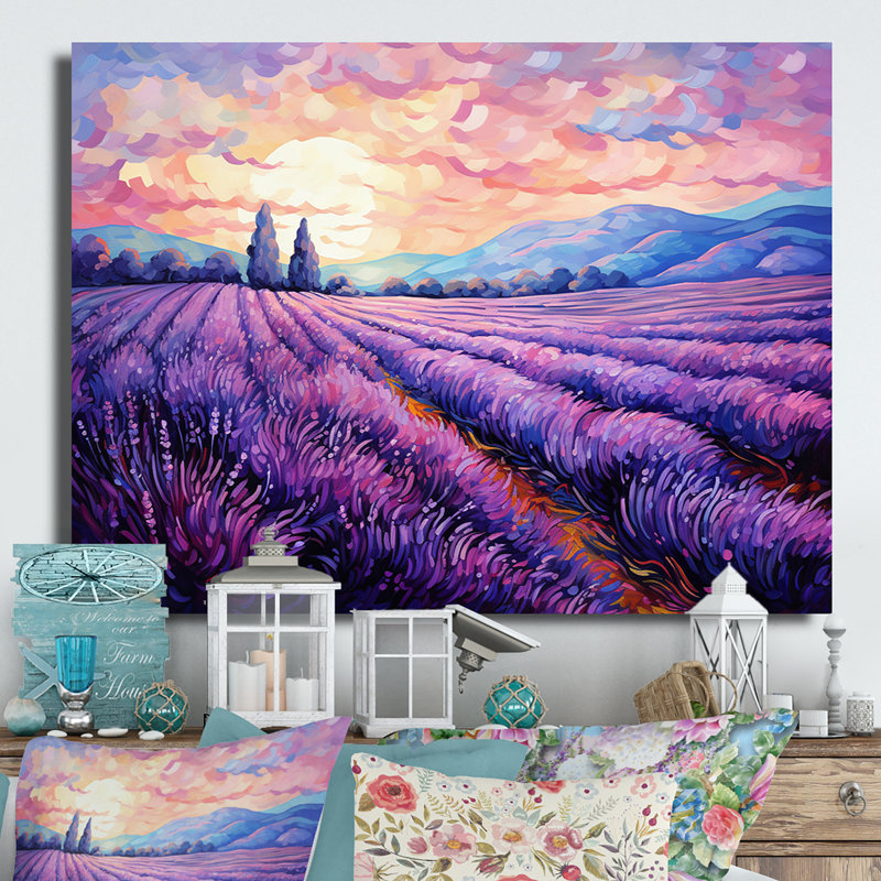 Vangogh Lavender Fields II - impression sur métal, H 24 po x l 32 po