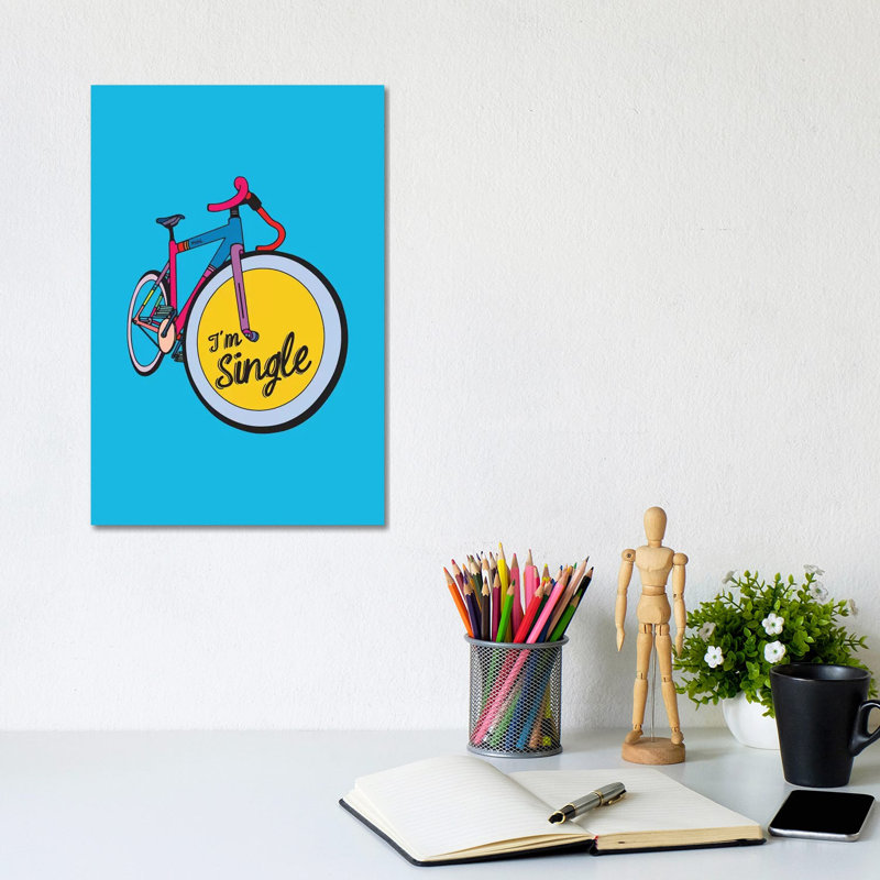 «I'm Single» par Ninhol - peinture sur toile tendue, H 12 po x l 8 po x P 0,75 po
