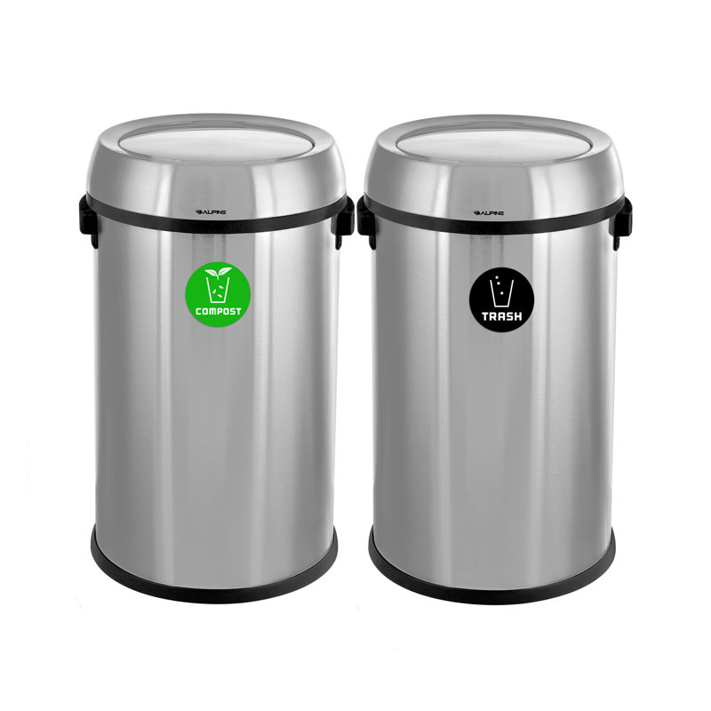 Station de compostage intérieure 17 gallons en acier inoxydable avec couvercle pivotant