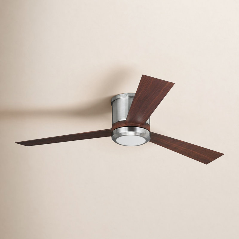 Ventilateur de plafond à DEL Rodrick, 52 pouces, Acier brossé avec pales argentées / noyer