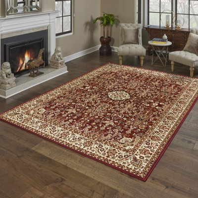 Majestic Gordean Traditional Oriental Floral Wide Border Area Rug