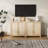 Rattan Sideboard Buffet Storage Cabinet, Console Table With Adjustable Shelves And Metal Handles-1865105923