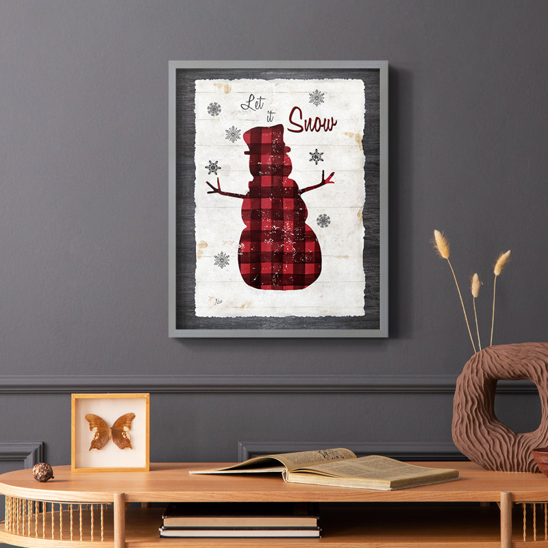 «Chequered Snowman I», reproduction encadrée - bois massif, Noir, H 28 po x l 22 po