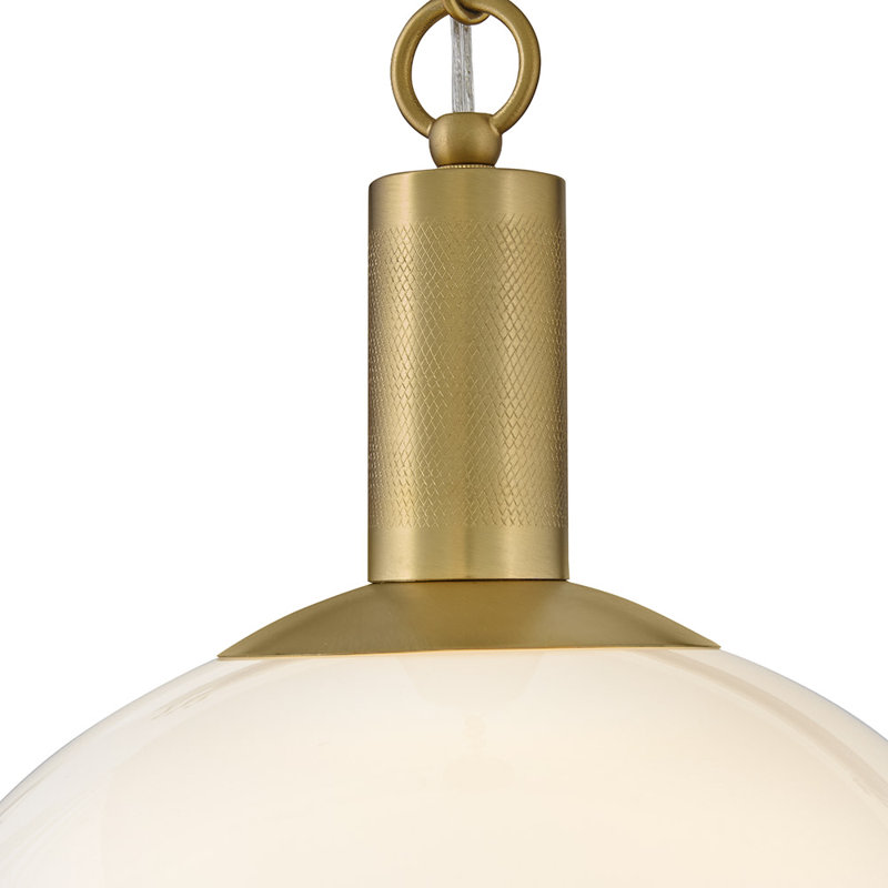 Medium Dome Pendant with Cased Opal Glass, Bronze