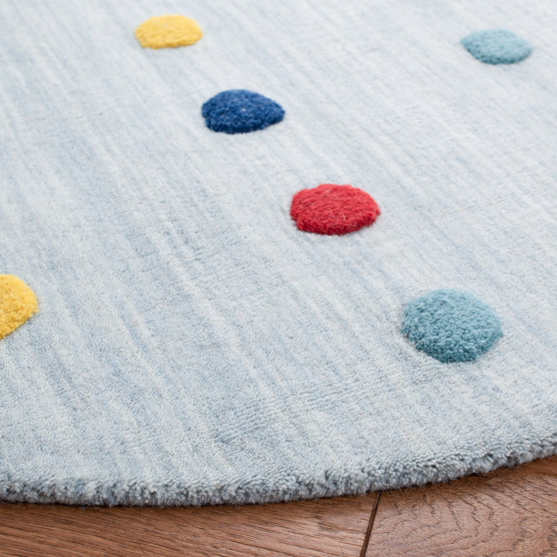 Tapis tissé à la main 70% laine, 20% latex, 10% coton Cuyahoga, Rond 5 pi