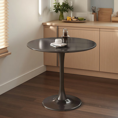 Table ronde, table de salle à manger moderne, plateau en panneau de fibres à densité moyenne et table tulipe ronde en acier, table basse de style Mid-Century pour salon 24 po, table de cuisine, table de salle à manger ovale