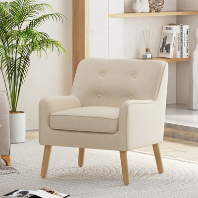 Fauteuil, fauteuil d'appoint capitonné, fauteuil rembourré avec pieds en bois massif pour le salon, chambre à coucher, fauteuil d'appoint pour l'intérieur