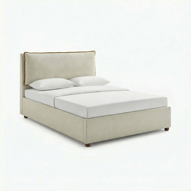 Roselane Upholstered Ottoman Storage Bed, Cream Fabric, King