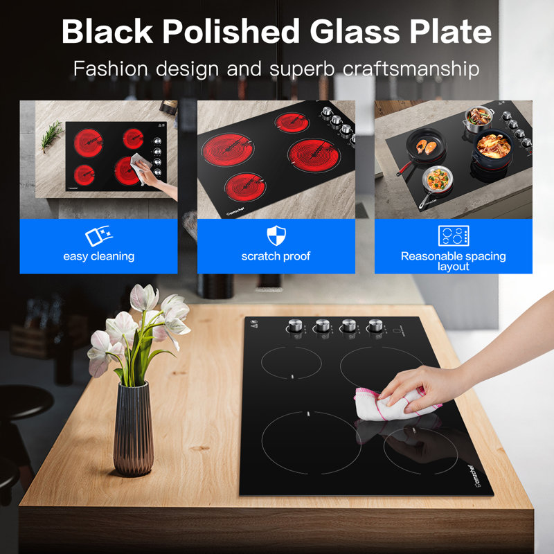 AMZCHEF 30" Black Electric Cooktop