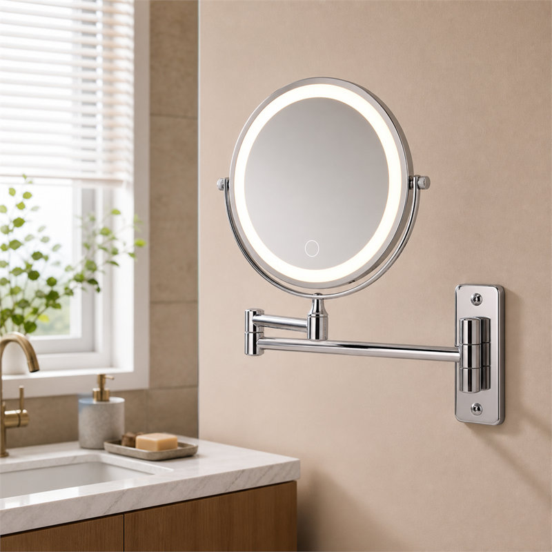 Rechargeable Lighted Makeup Mirror, Double Sided Magnifying Wall Mirror
