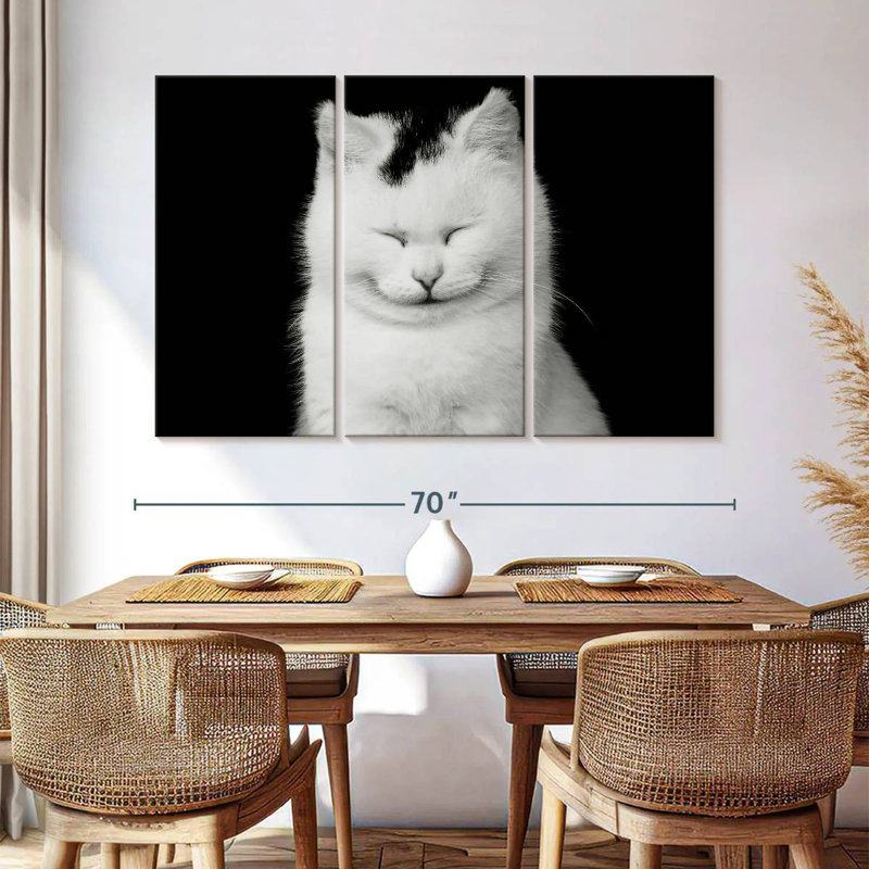 Delighted White Cat, 42" H x 65" W