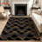 Abstract Wave Geometric Area Rug, Black Gold Modern Pattern, Machine Washable Non Slip, Indoor Decor for Living Room Bedroom Entryway Front Door Kitchen Balcony Apartment Cozy Home-129036995