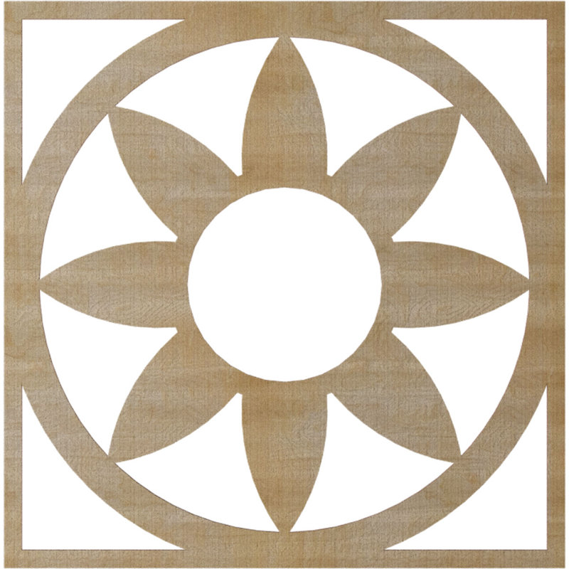 Médaillon de plafond en bois Blume, Noyer blanc, H 38 po x l 38 po x P 0,25 po