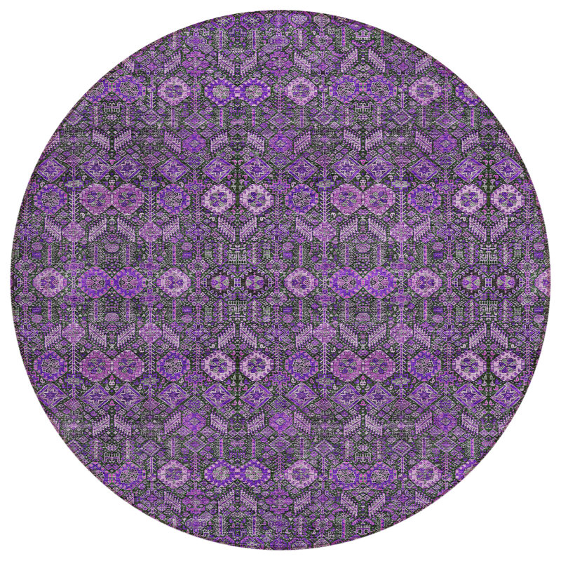 Jurnee Washable Floral Indoor / Outdoor Rug, Round 8'