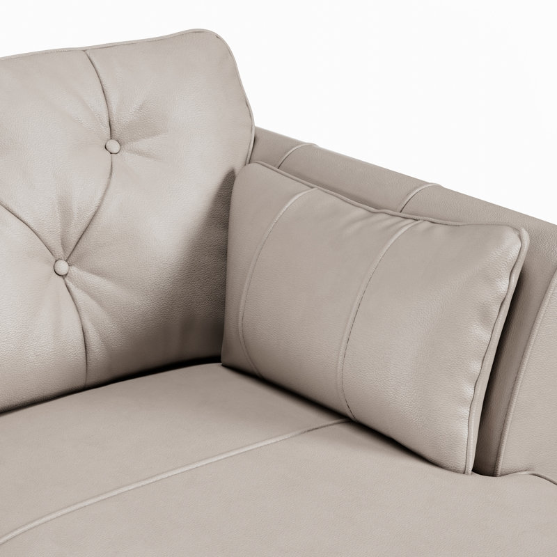 Hoxton 3 Seater Leather Maxi Sofa Chaise, Cloud Grey, Right Hand Facing, Dark Wood