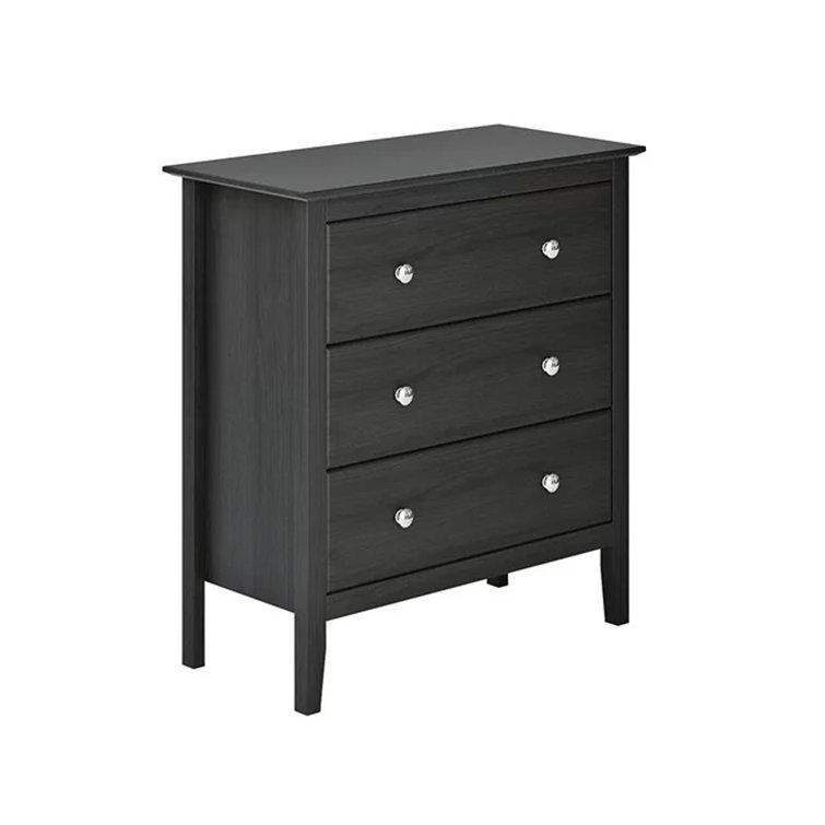 Tacari 3 - Drawer Solid Wood Bachelor's Chest in Matte Black