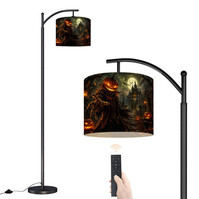 Dimmable LED Arc Standing Floor Lamp Halloween Scene, Height Adjustable Lamp Shade with Remote Controller, for Living Room Bedroom Office