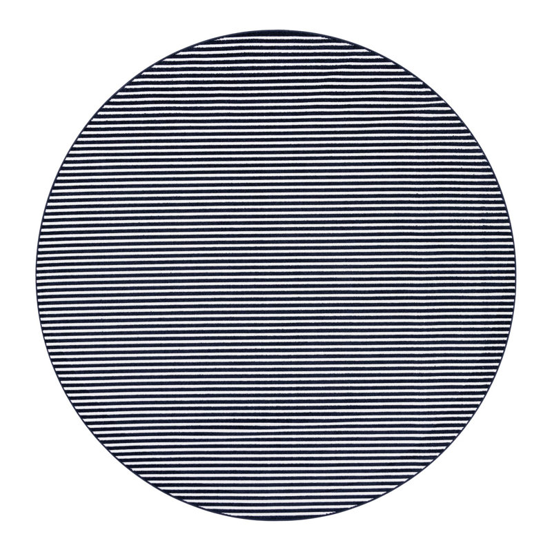 Sabrina Soto Stripes Indoor/Outdoor Rug Navy Blue, Round 10'
