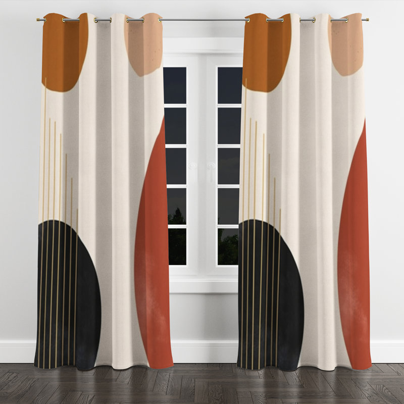 Avlynn - Rideau à œillets minimaliste - Rideau occultant abstrait - 1 panneau, L 52 po x L 84 po, Œillets dorés