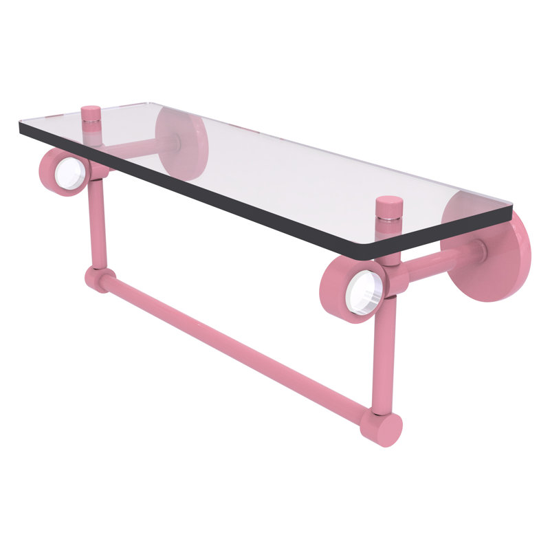 Tablette flottante avec barre à serviettes Clearview, H 6,2 po x l 16 po x P 5,65 po, Rose