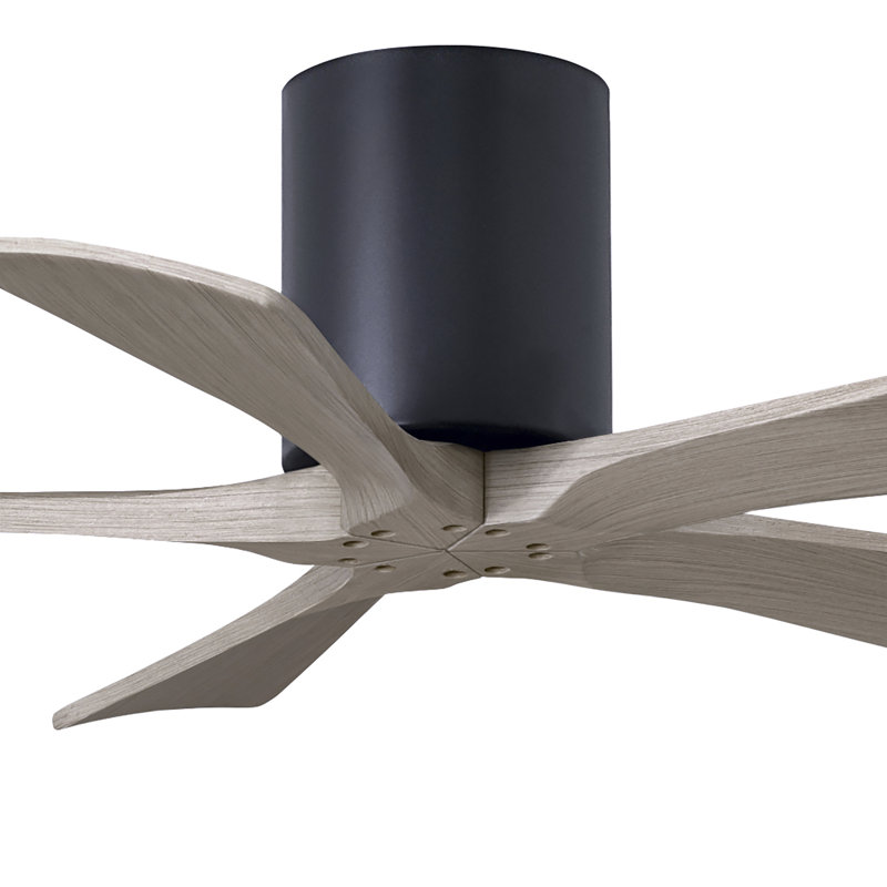 60" Irene 5-Blade Hugger Ceiling Fan with Wall Remote, 42", Brushed Nickel, Gray Ash