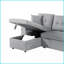 Canapé modulaire réversible avec causeuse coulissante Daniel & amp; Chaise avec rangement - mélange de lin | Gris | Accoudoirs carrés