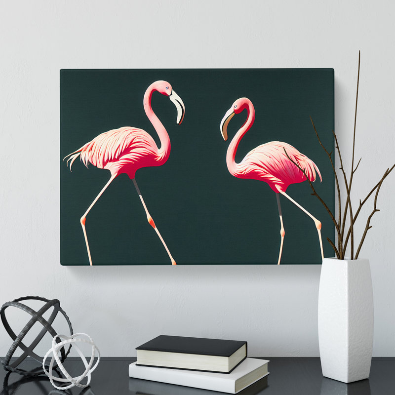 Shining Flamingos - Wrapped Canvas, 35cm H x 50cm W x 3cm D
