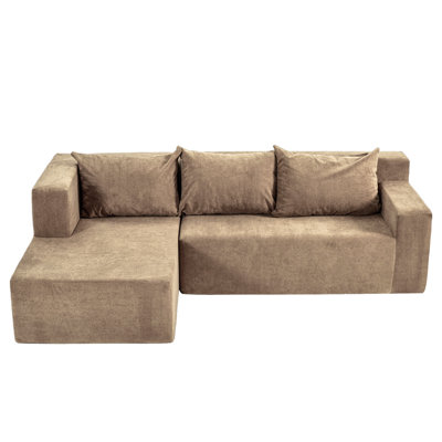 Modular Sectional Couch, Modern L-Shaped Sofa With Chaise Lounge, Upholstered Corner Sofa In Comfy Velvet Fabric