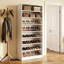 Armoire à chaussures blanche autoportante à 9 niveaux et avec tablettes réglables pour le vestibule