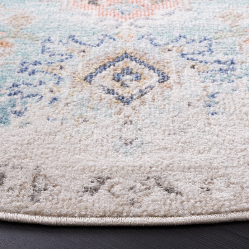 Tapis ivoire / bleu Southwestern, Rectangle 9 pi x 12 pi