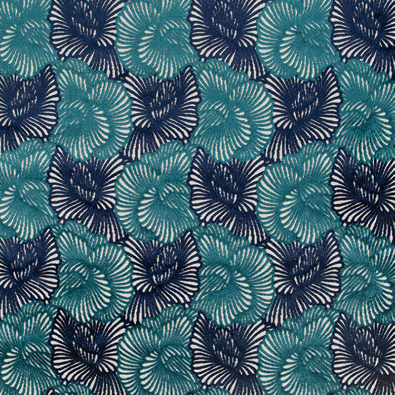 Tropic Plush Floral Velvet Fabric, Aqua