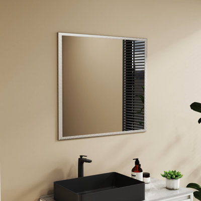32-Inch Aluminum Silver Bathroom Mirror - Large Reflection Area, Strong Frame, Sleek Appearance