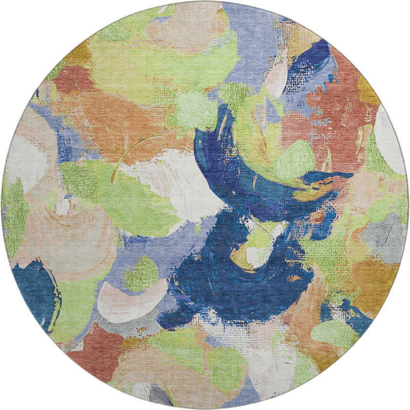 Premium Machine Washable Mouton Abstract Rug, Round 8'