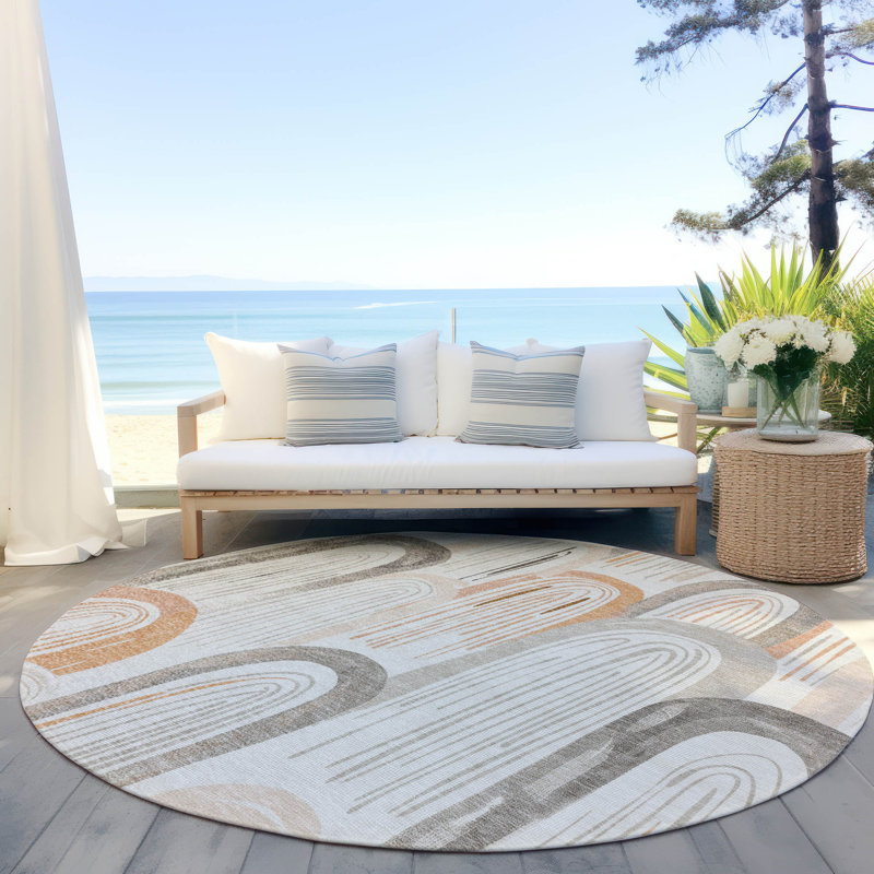Tapis intérieur / extérieur ivoire Feylinne, 8 pi x 8 pi