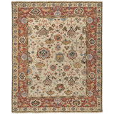 Carrington Hand Knotted Wool Oriental Area Rug in Ivory