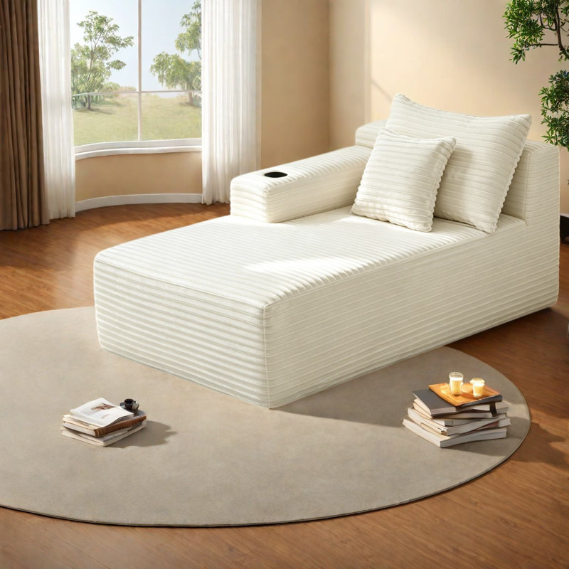 Canapés de coin compressibles, canapé nuage en tissu moelleux avec porte-gobelet et poche latérale pour la maison