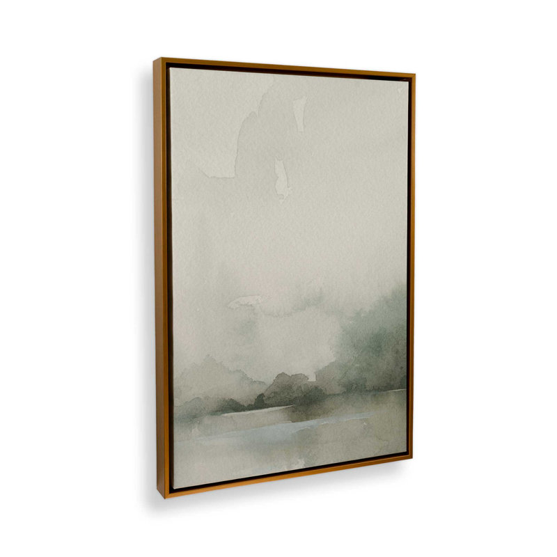Muted Green Tranquillity II Canvas Print in a Black Frame, 30" x 20", 12.75" H x 8.75" W x 1.75" D