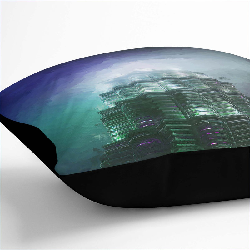 Petronas Tower in Kuala Lumpur Cushion with Filling, 55cm H x 55cm W x 20cm D, Black