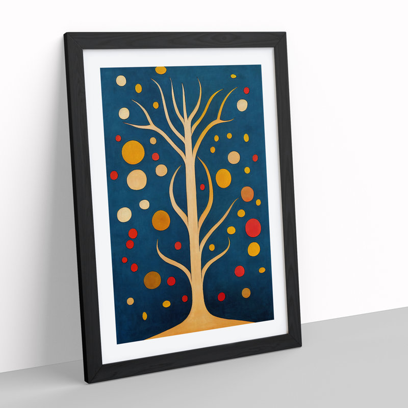 Bold Abstract Tree No.3 - Single Picture Frame Painting, Black, 46cm H x 34cm W x 2cm D