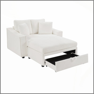 Modern Chaise Sofa 53.5" Sofa Couch Sofa Bed Sleeper Sofa With Pillows And Hidden Storage Space For Living Room , Bedroom,  Beige