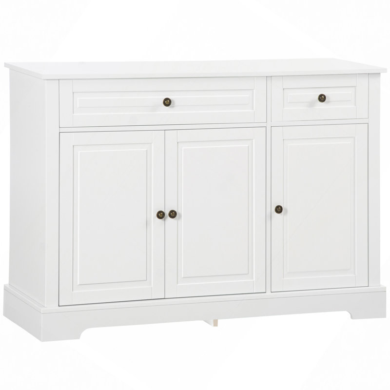 Sideboard Buffet Cabinet, Kitchen Cabinet With 2 Drawers And Adjustable Shelves, Coffee Bar Cabinet, White