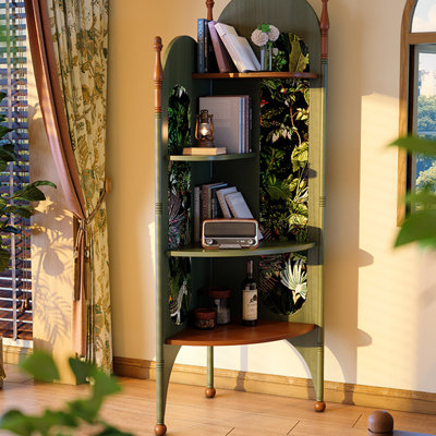 21.26"Green Solid Wood Bookshelf
